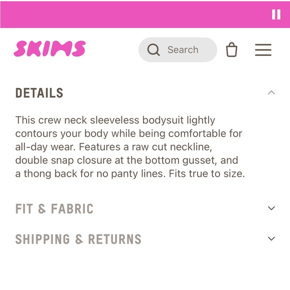 SKIMS ESSENTIAL CREW NECK SLEEVELESS BODYSUIT (NWT) - Picture 4 of 7